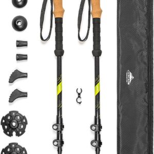 Cascade Mountain Tech Trekking Poles - Carbon Fiber Walking or Hiking Sticks with Quick Adjustable Locks