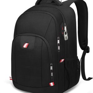 Travel Laptop Backpack, Black Backpack for Men and Women with USB Slit Business Computer Back Pack (Black, 15.6 Inch)