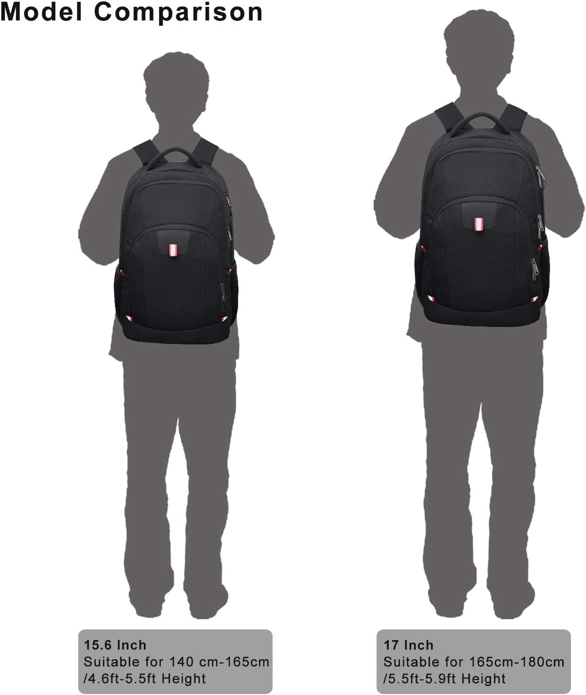 Travel Laptop Backpack, Black Backpack for Men and Women with USB Slit Business Computer Back Pack (Black, 15.6 Inch) - Image 7